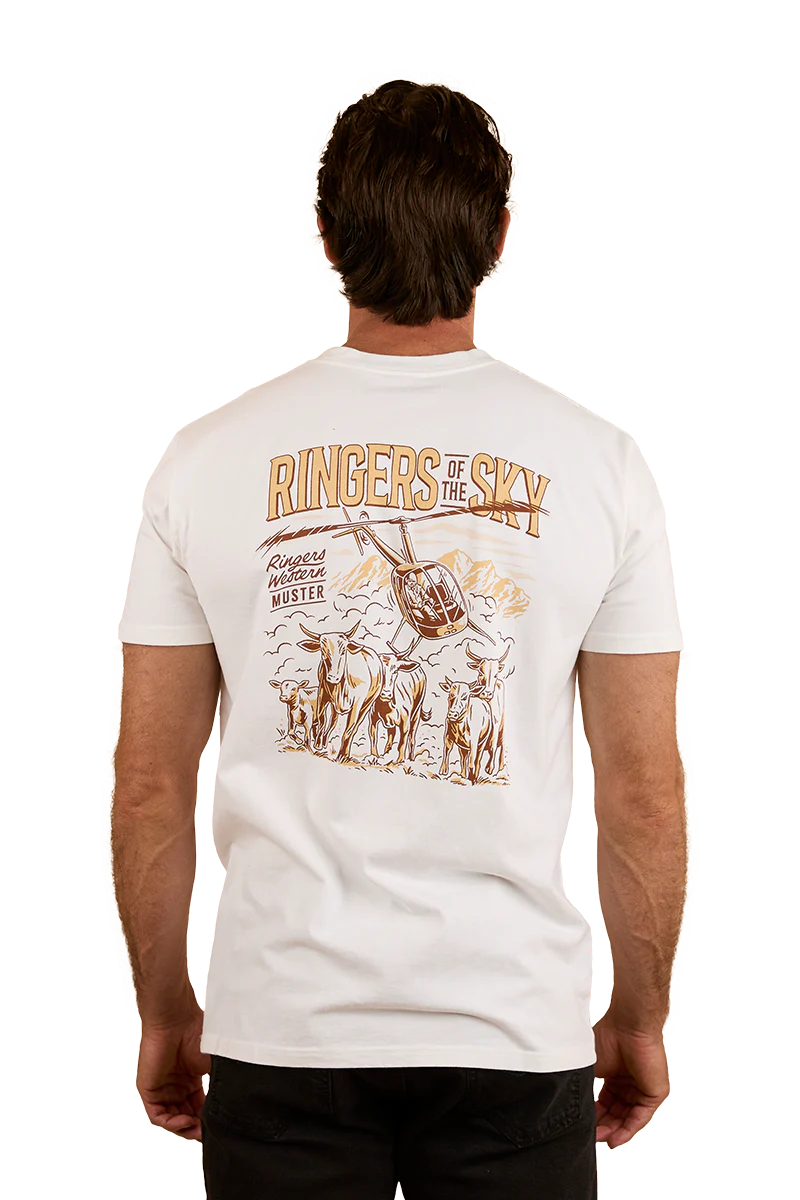 Ringers Western Mens Ringers Of The Sky S/S Tee (124074RW) White