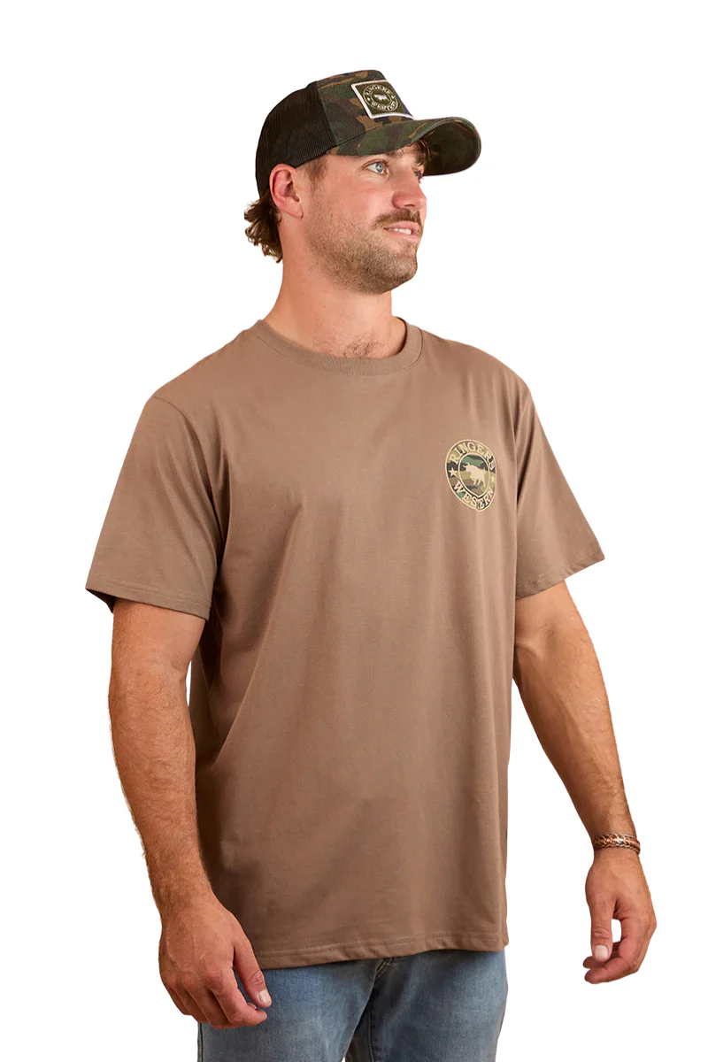 Ringers Western Mens Signature Bull Loose Fit S/S Tee (120201560) Mushroom/Camo - Image 2