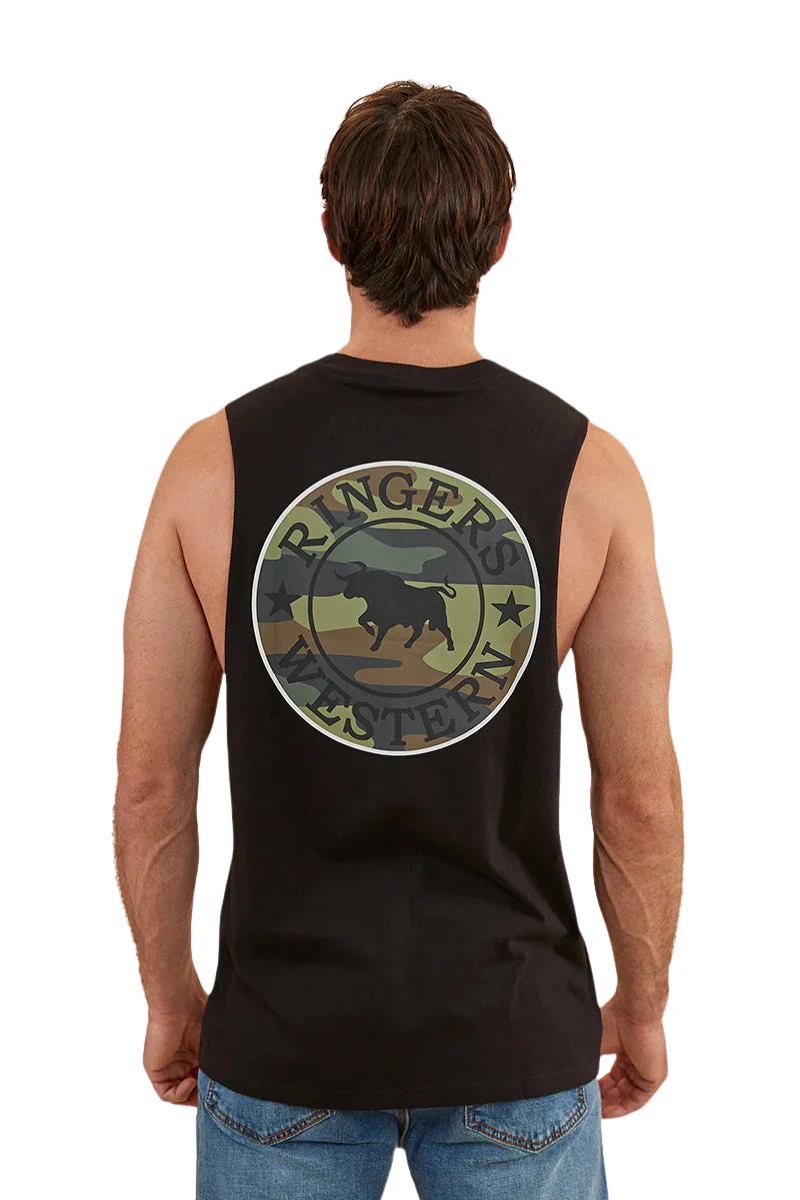 Ringers Western Mens Signature Bull Muscle Tank (120005RW) Black/Camo