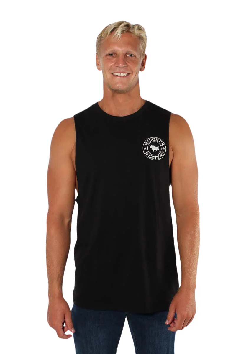 Ringers Western Mens Signature Bull Muscle Tank (120005RW) Black/White - Image 2