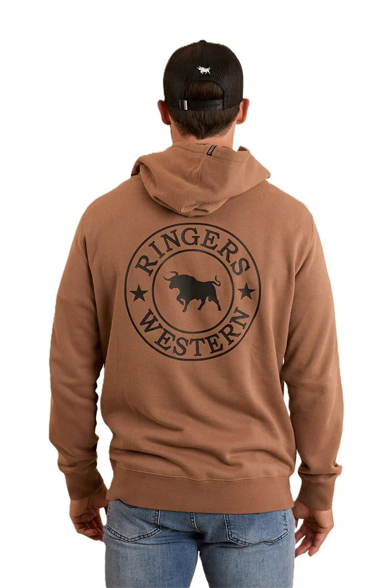 Ringers Western Mens Signature Bull Pullover Hoodie (123050RW) Almond/Black