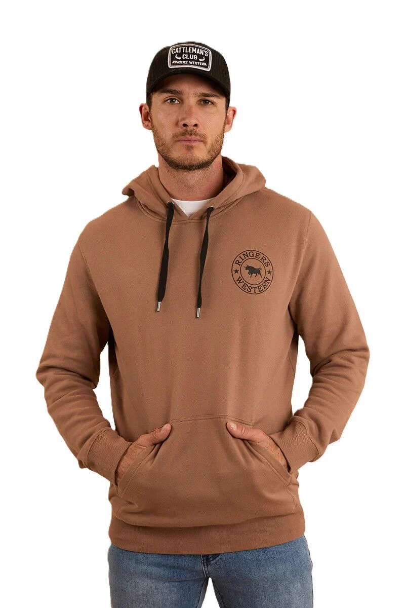 Ringers Western Mens Signature Bull Pullover Hoodie (123050RW) Almond/Black - Image 2