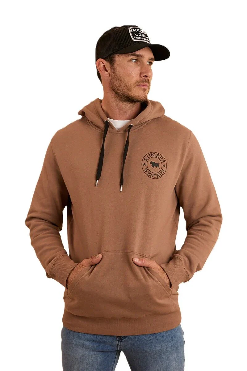 Ringers Western Mens Signature Bull Pullover Hoodie (123050RW) Almond/Black - Image 3