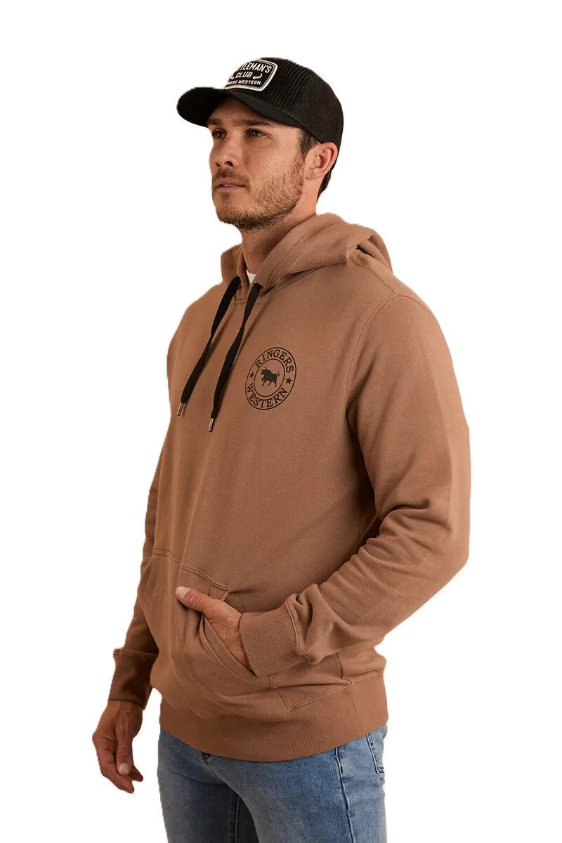 Ringers Western Mens Signature Bull Pullover Hoodie (123050RW) Almond/Black - Image 5