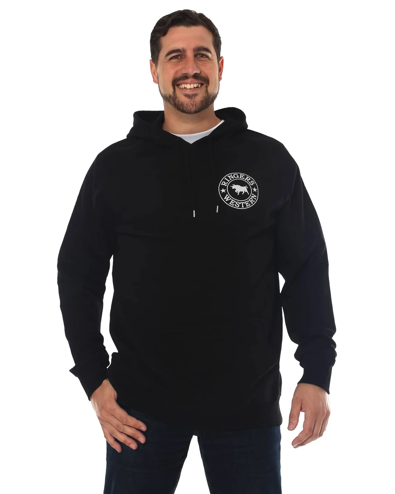 Ringers Western Mens Signature Bull Pullover Hoodie (123050RW) Black/White Print
