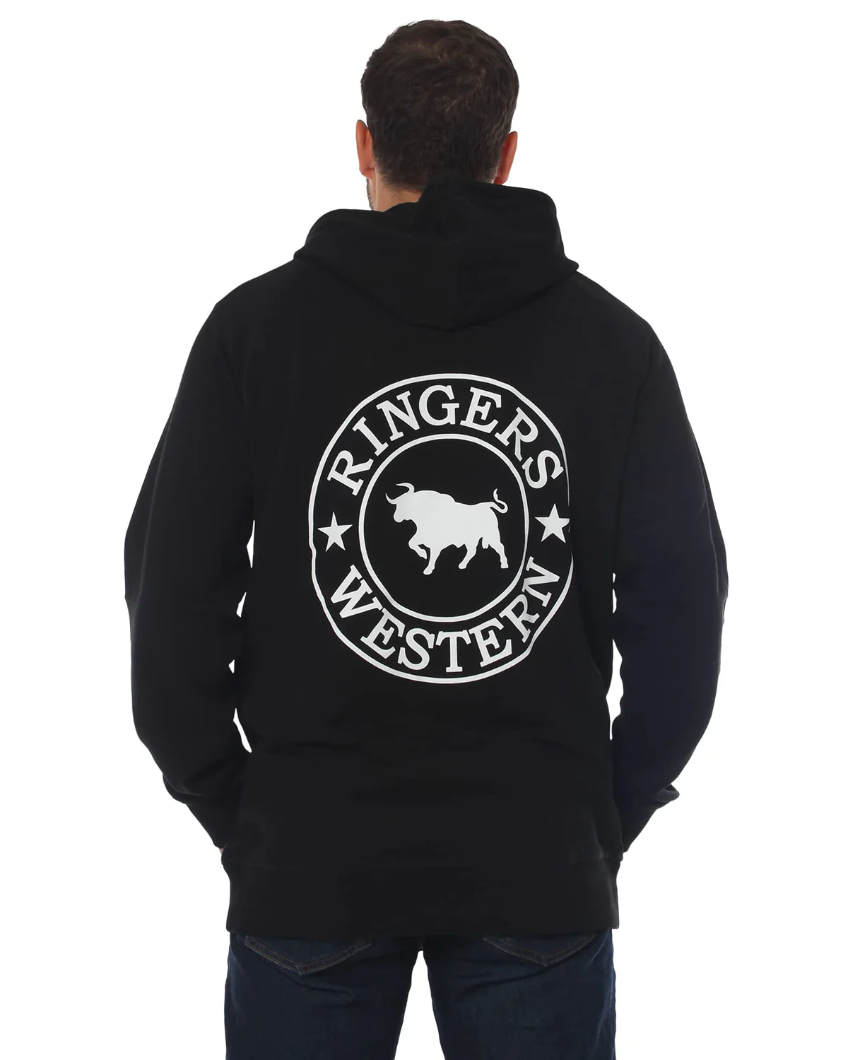 Ringers Western Mens Signature Bull Pullover Hoodie (123050RW) Black/White Print - Image 3