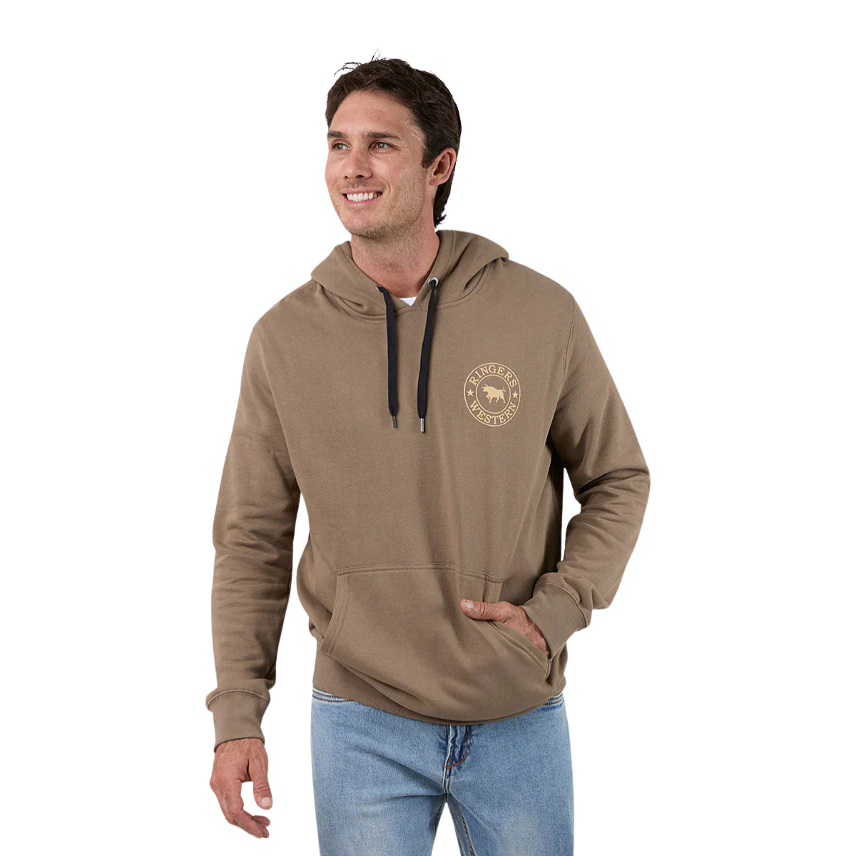 Ringers Western Mens Signature Bull Pullover Hoodie (123050RW) Mushroom - Image 2