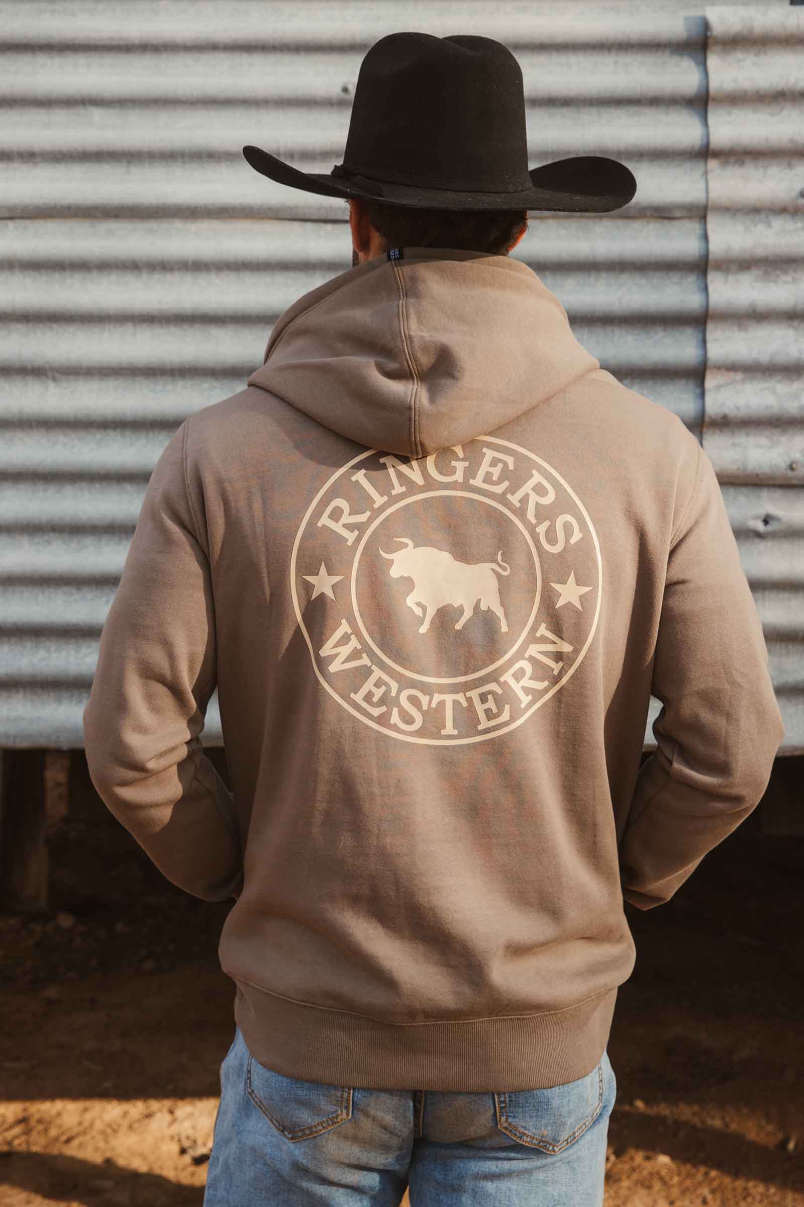 Ringers Western Mens Signature Bull Pullover Hoodie (123050RW) Mushroom - Image 3