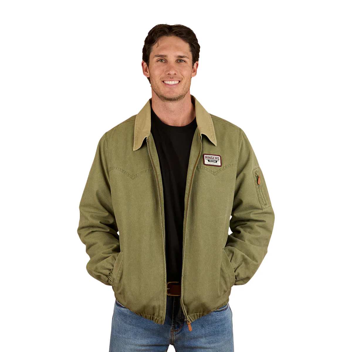 Ringers Western Mens Suffolk Western Bomber Jacket (125017RW) Military Green - Image 2