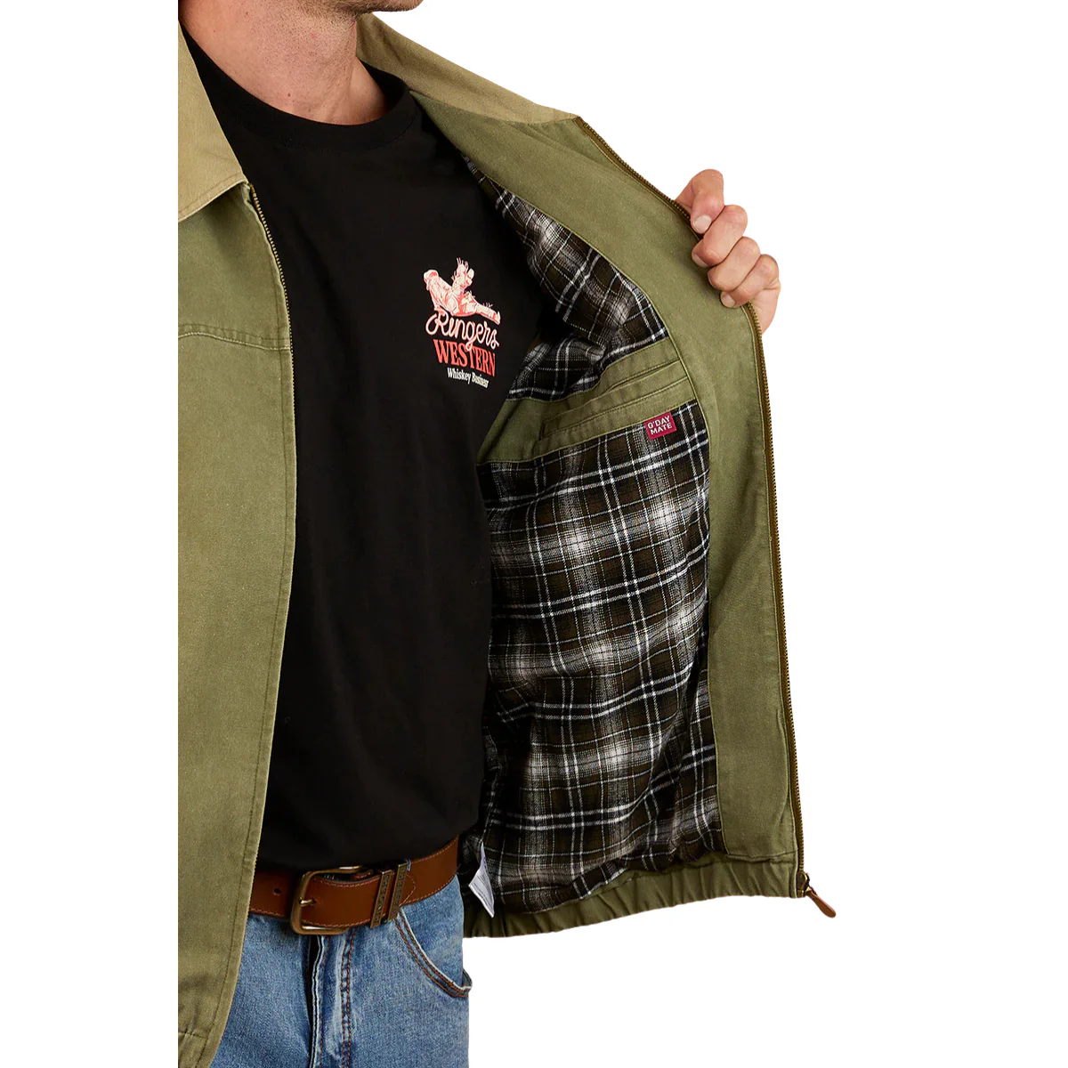 Ringers Western Mens Suffolk Western Bomber Jacket (125017RW) Military Green - Image 4