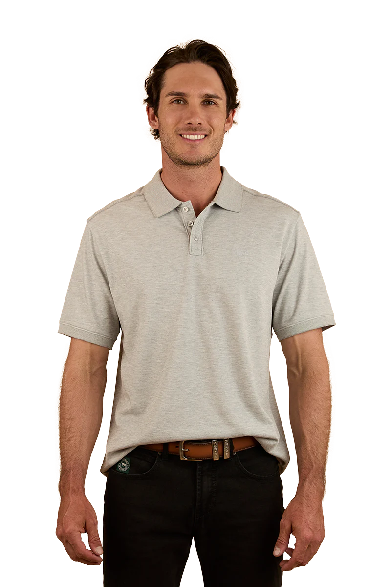 Ringers Western Mens Tech S/S Polo (124091RW) Grey Marle