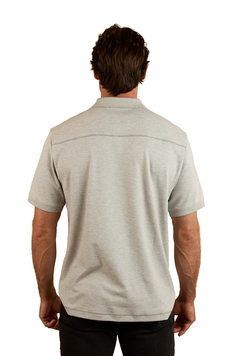 Ringers Western Mens Tech S/S Polo (124091RW) Grey Marle - Image 3