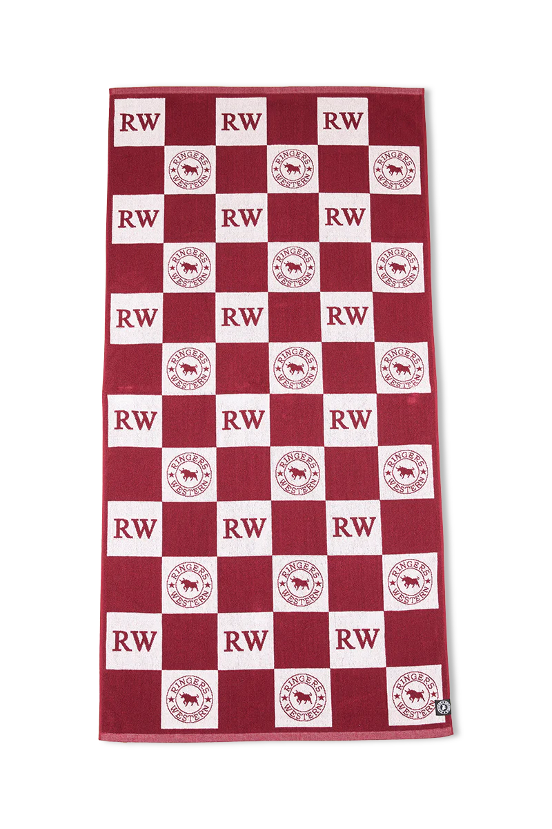 Ringers Western RW Check Cotton Jacquard Towel (724048RW) Burgundy