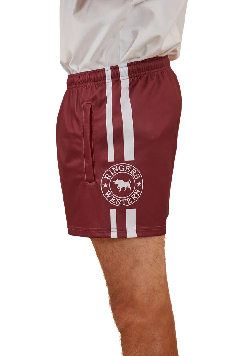 Ringers Western Unisex Footy Shorts (123049RW) Burgundy - Image 2