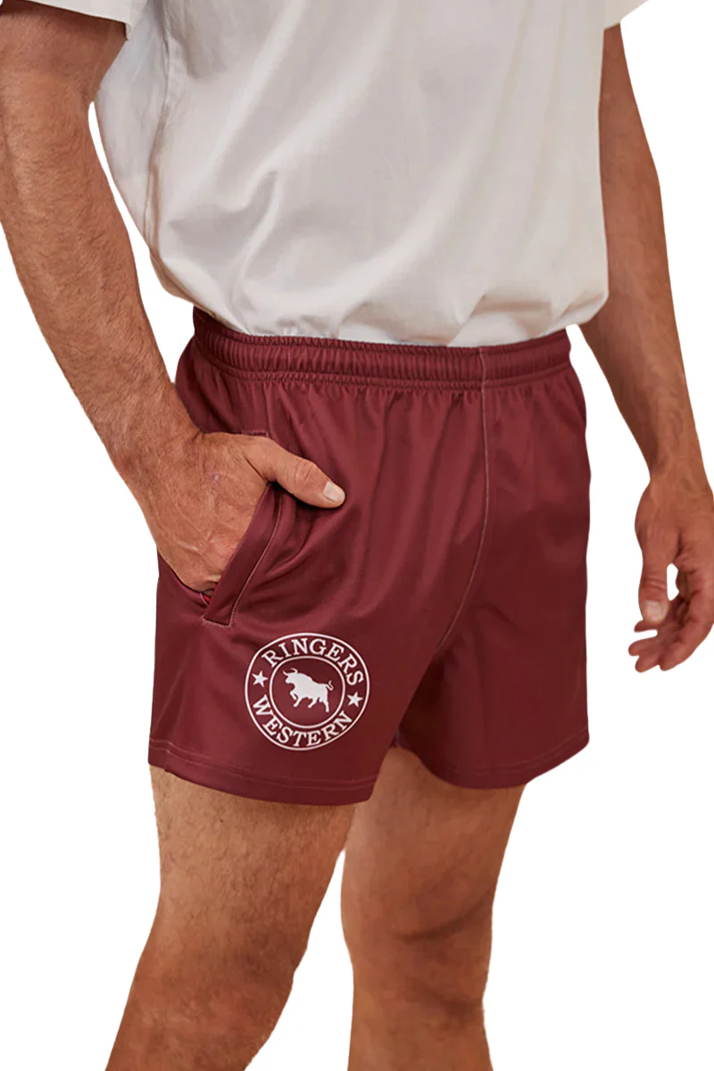 Ringers Western Unisex Footy Shorts (123049RW) Burgundy - Image 4