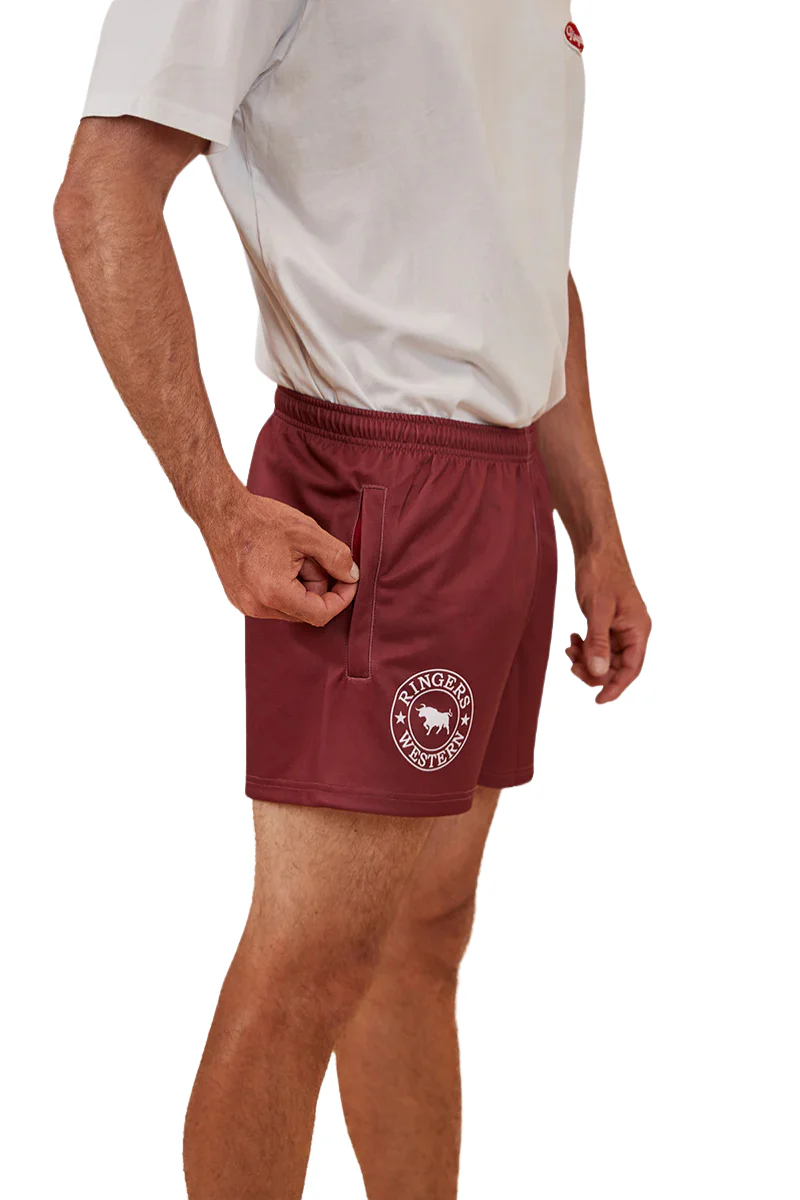 Ringers Western Unisex Footy Shorts (123049RW) Burgundy - Image 5