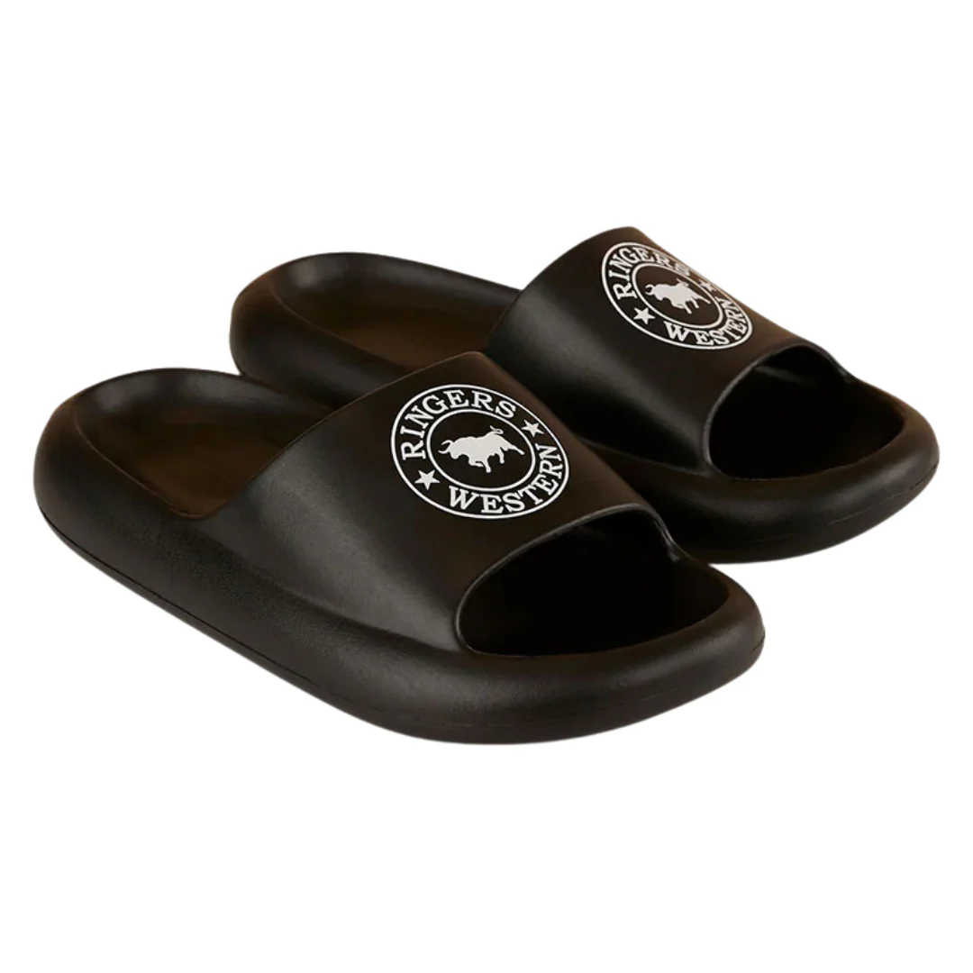 Ringers Western Unisex Freshy Sliders (125089RW) Black With White Print