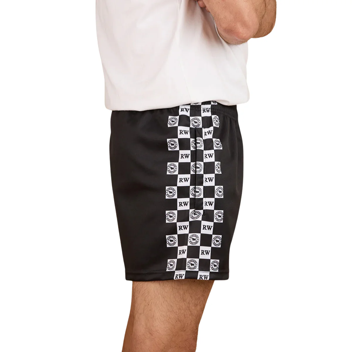 Ringers Western Unisex RW Check Footy Shorts (125023RW) Black - Image 4