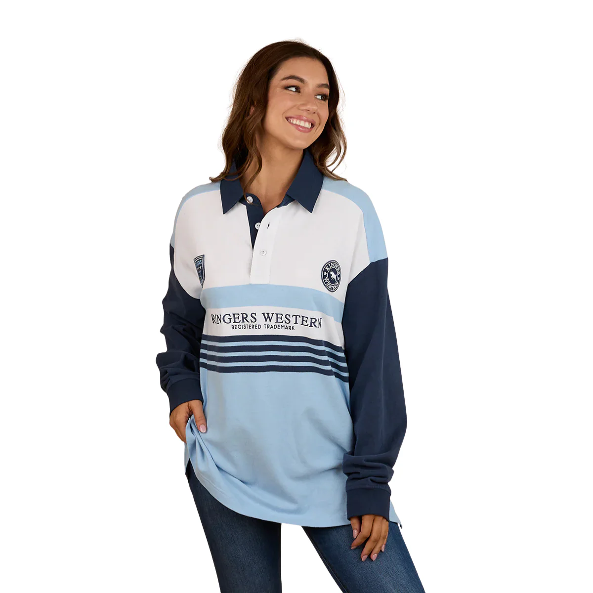 Ringers Western Unisex Stadium Oversized Rugby (425082RW) Blue - Image 2