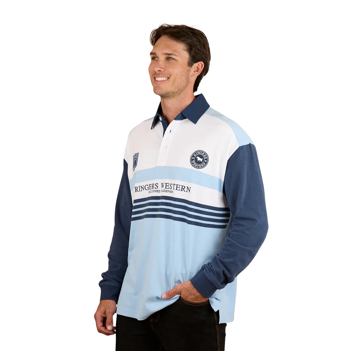 Ringers Western Unisex Stadium Oversized Rugby (425082RW) Blue - Image 4