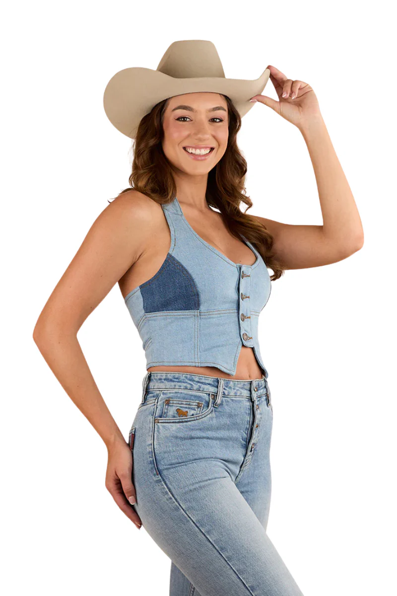 Ringers Western Womens Alinta Denim Bustier Top (225077RW) Denim Blue - Image 5