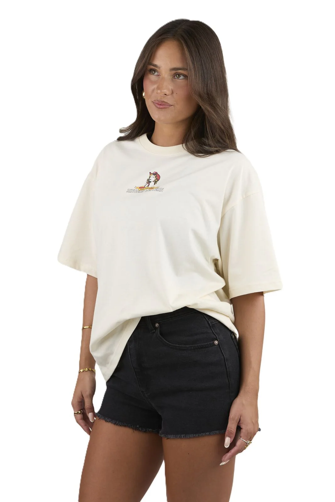 Ringers Western Womens Bad Cowgirls Oversized S/S Tee (225087RW) Off White - Image 2
