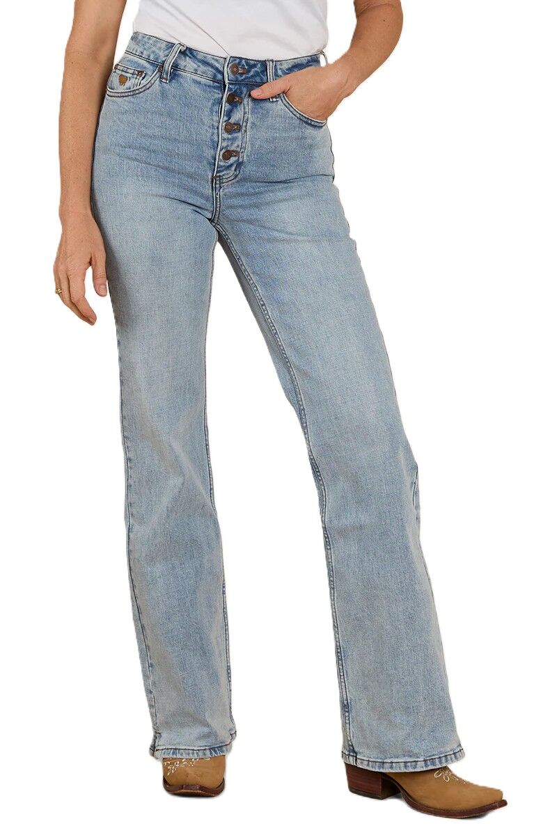 Ringers Western Womens Betsy High Rise Bootleg Jeans (223053RW) Light Blue - Image 2