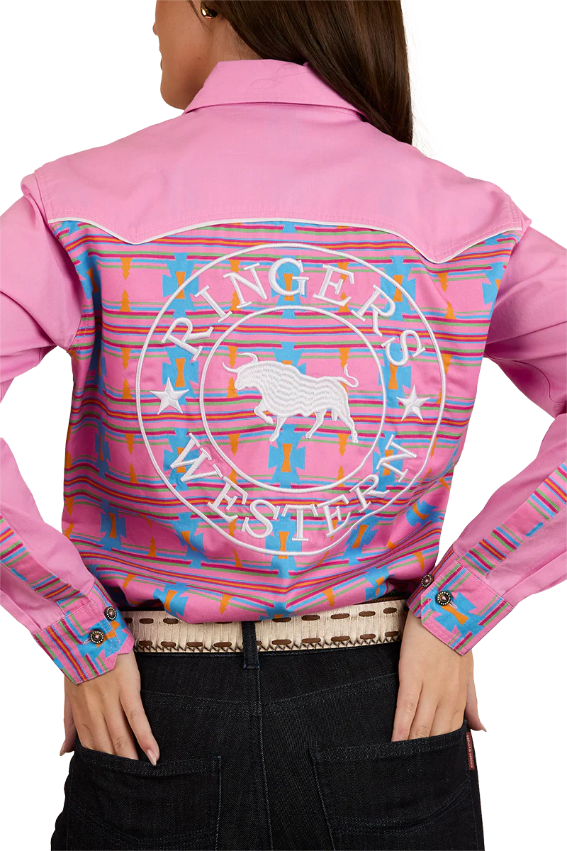 Ringers Western Womens Burdekin Limited Edition Full Button L/S Shirt (224092RW) Pastel Pink - Image 5