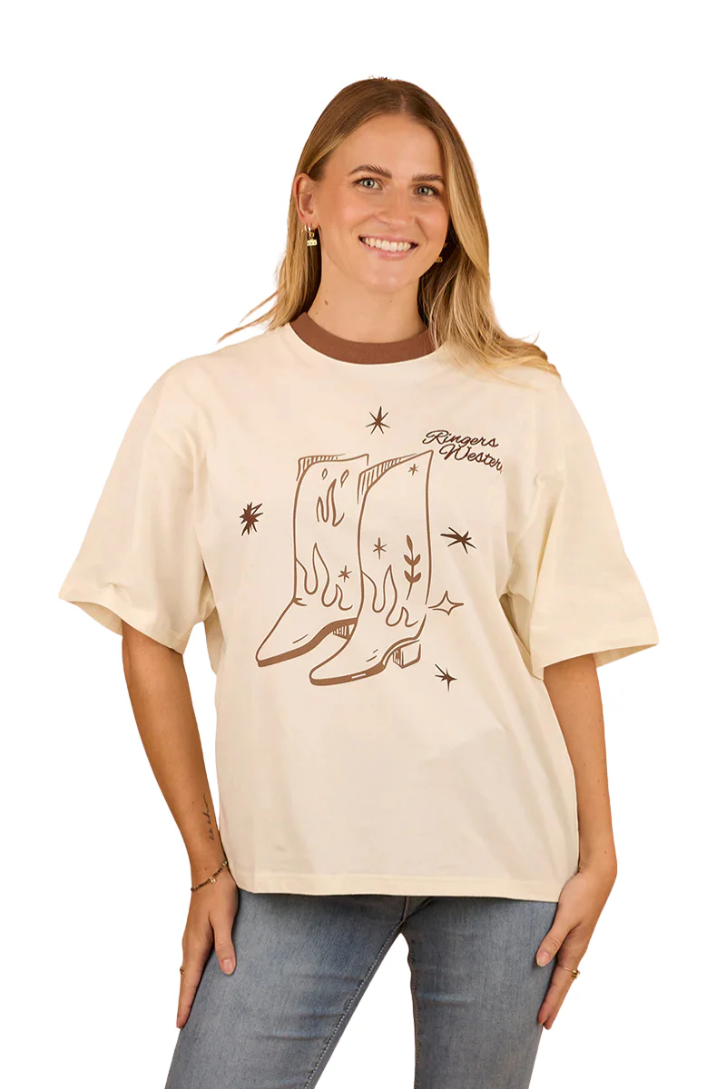 Ringers Western Womens Cody Oversized S/S Tee (224093RW) Bone