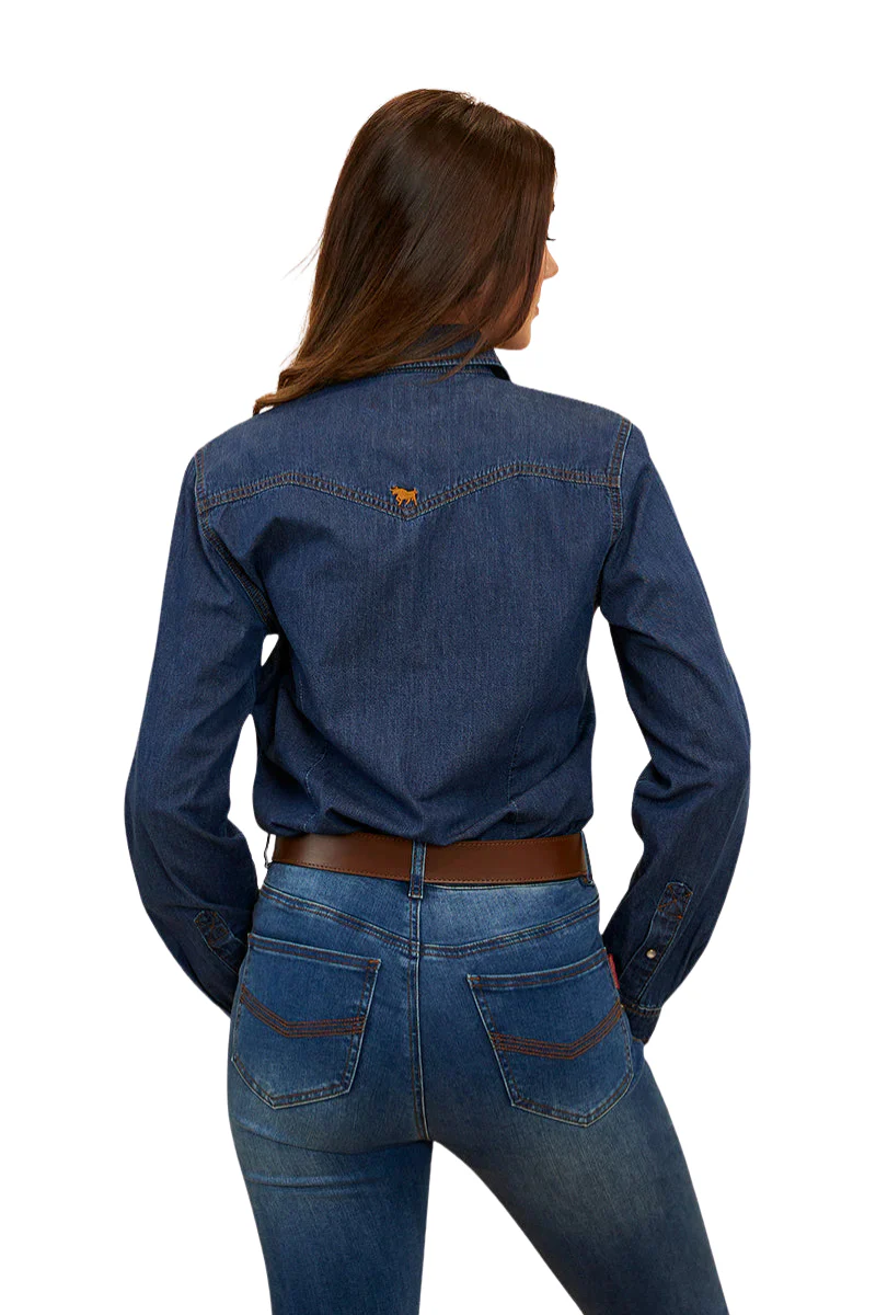 Ringers Western Womens Everleigh L/S Denim Shirt (223092RW) Classic Blue [SD] - Image 3