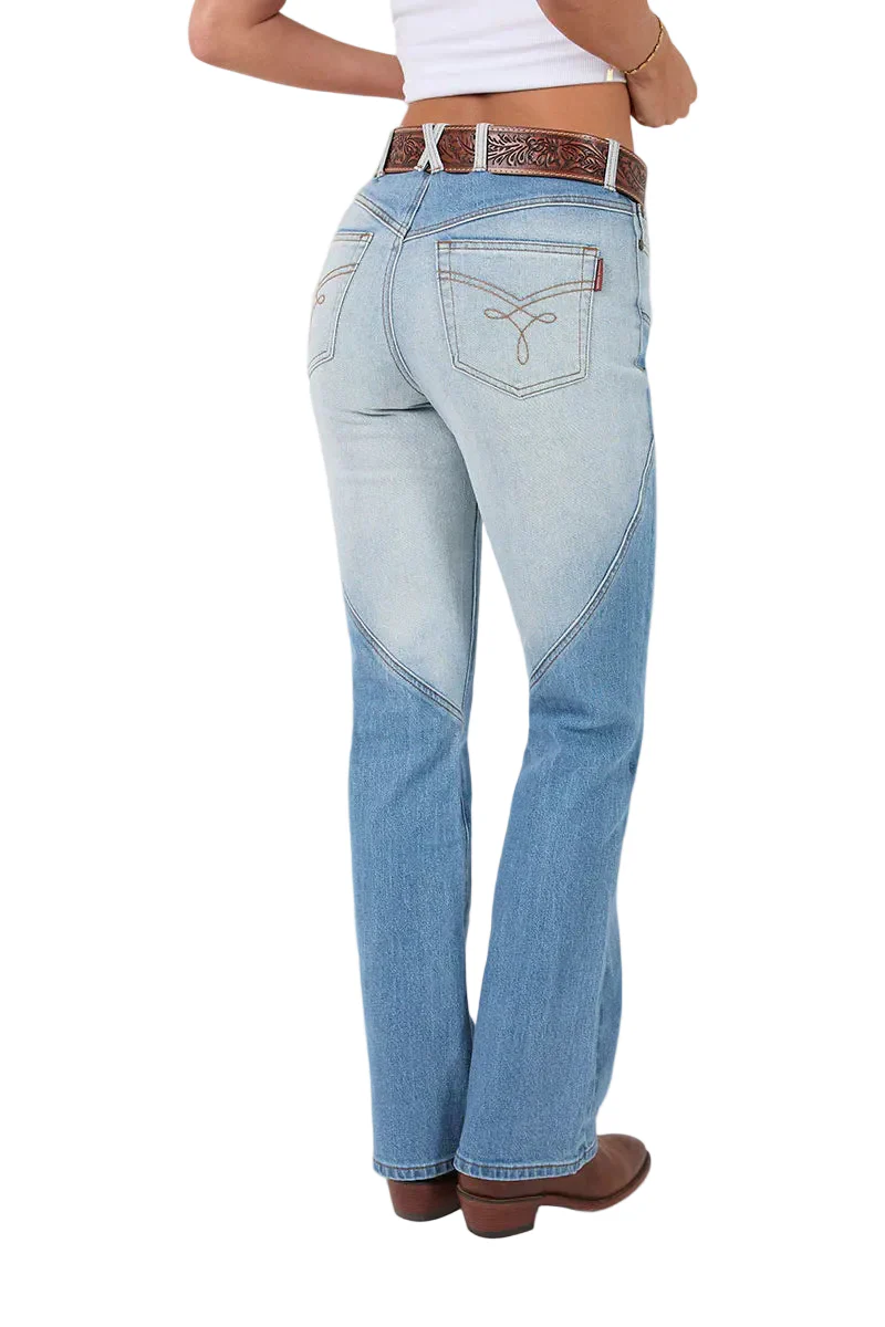 Ringers Western Womens Francesca High Rise Bootleg Jeans (224103RW) Vintage Light Blue/Dark Mid Blue - Image 4