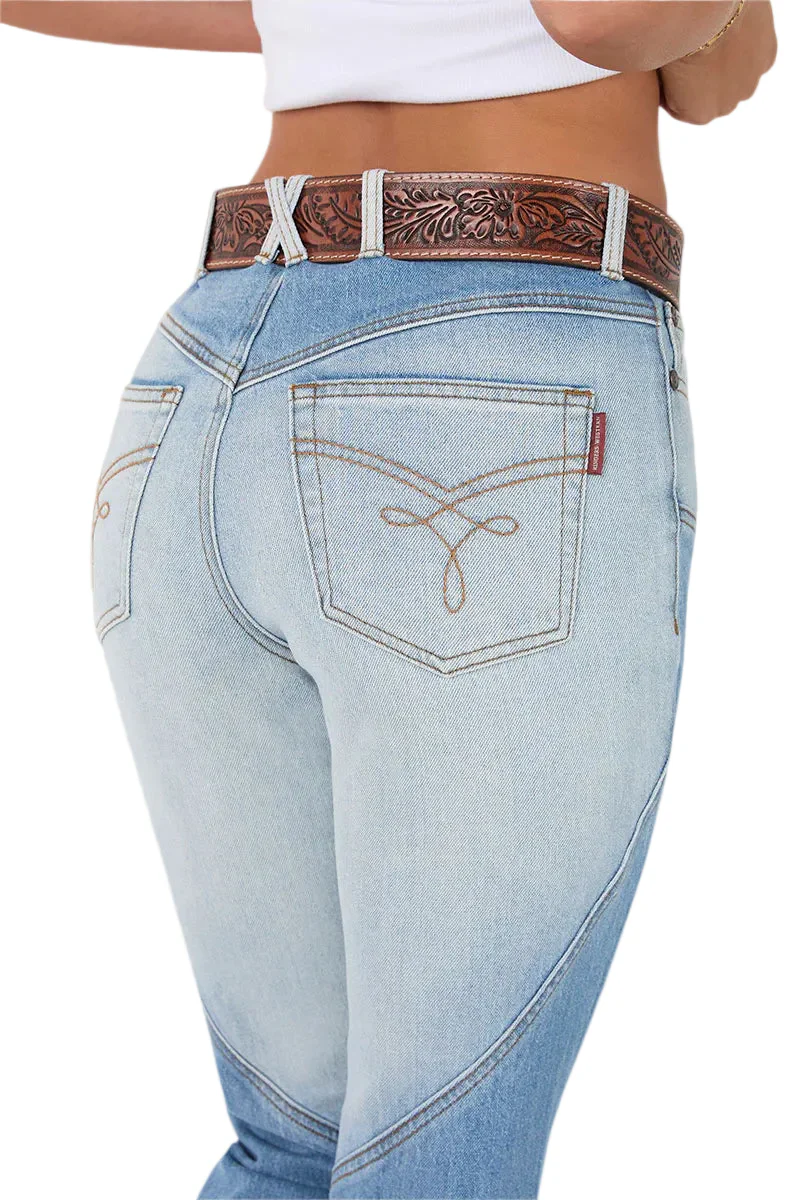 Ringers Western Womens Francesca High Rise Bootleg Jeans (224103RW) Vintage Light Blue/Dark Mid Blue - Image 7