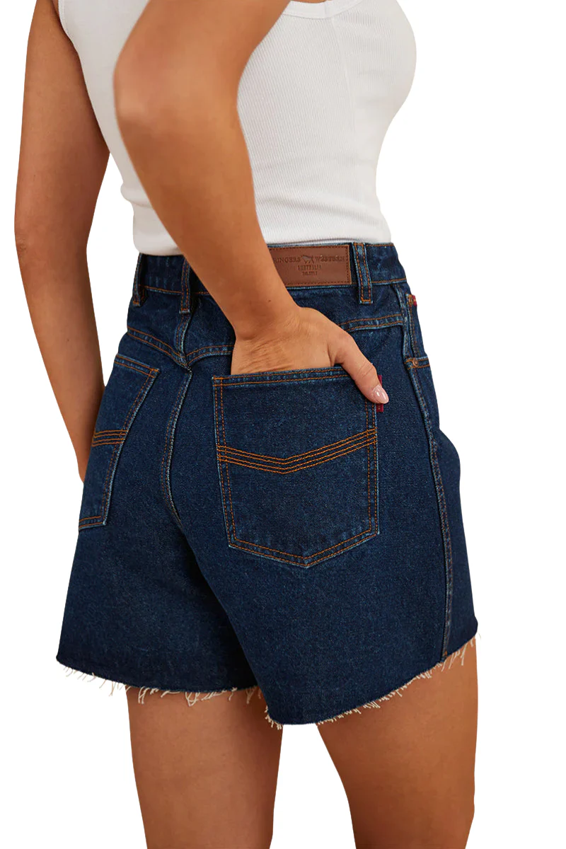 Ringers Western Womens Gracie Denim Shorts (222123RW) Dark Wash Blue - Image 4