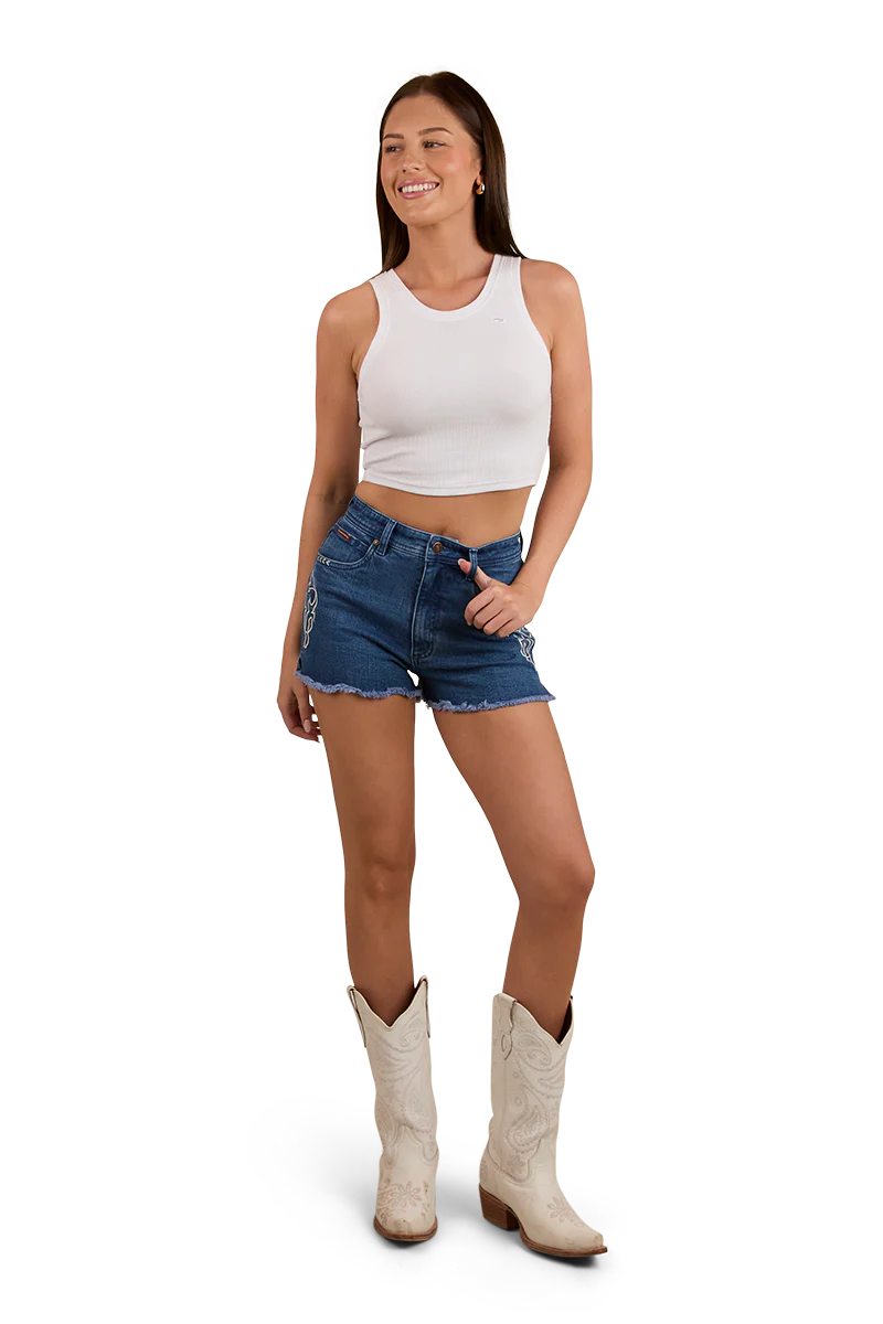 Ringers Western Womens Gracie Womens Denim Shorts (222123RW) True Blue - Image 8