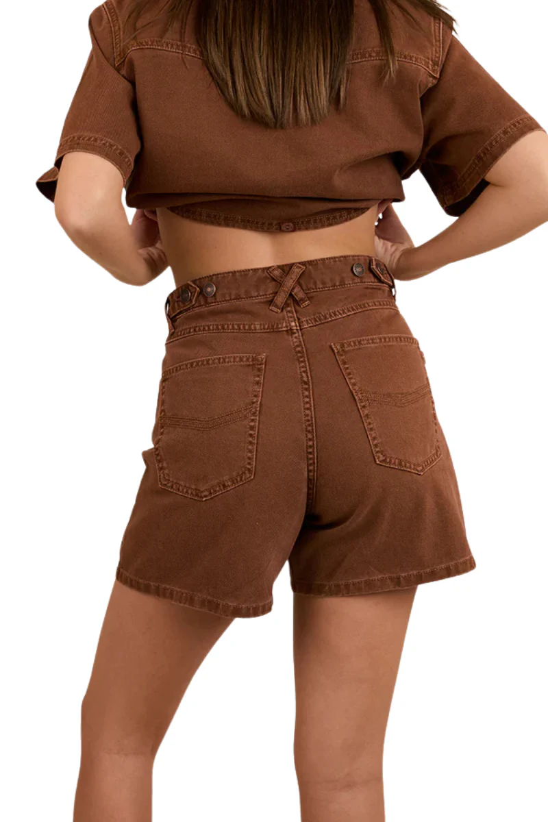 Ringers Western Womens Iris Denim Shorts (224096RW) Saddle Brown - Image 2