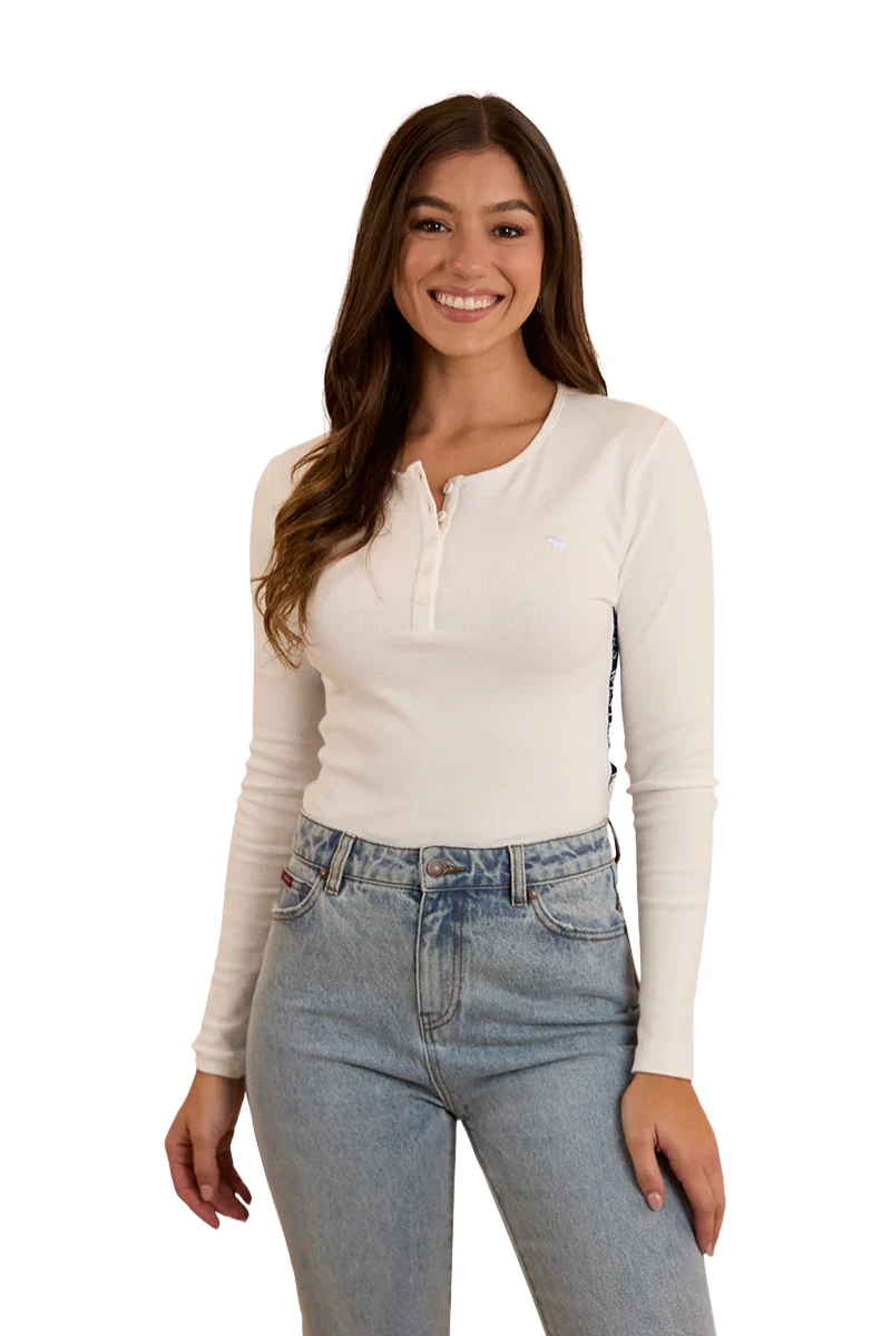 Ringers Western Womens Laila L/S Ribbed Tee (224030RW) White