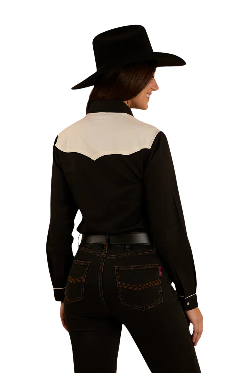 Ringers Western Womens Musgraves L/S Western Shirt (222121RW) Black/Off White - Image 6