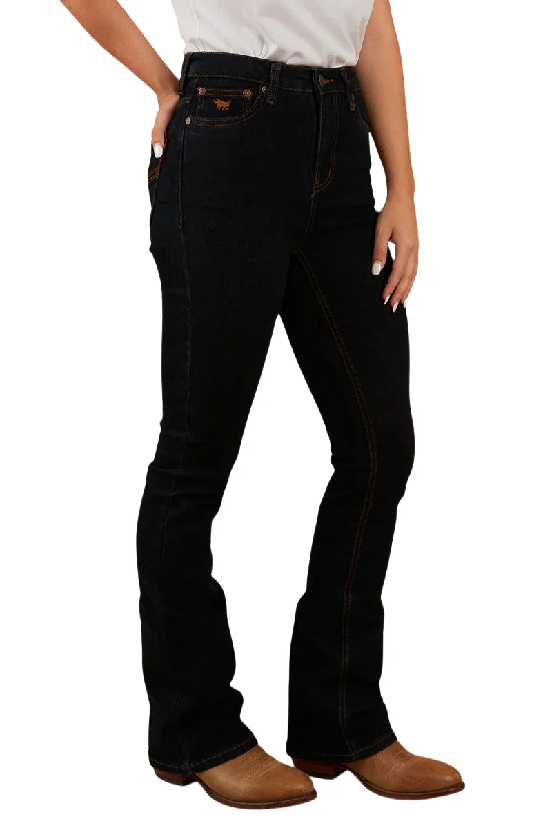 Ringers Western Womens Penny High Rise Bootleg Jeans (221115RW) Dark Blue - Image 3