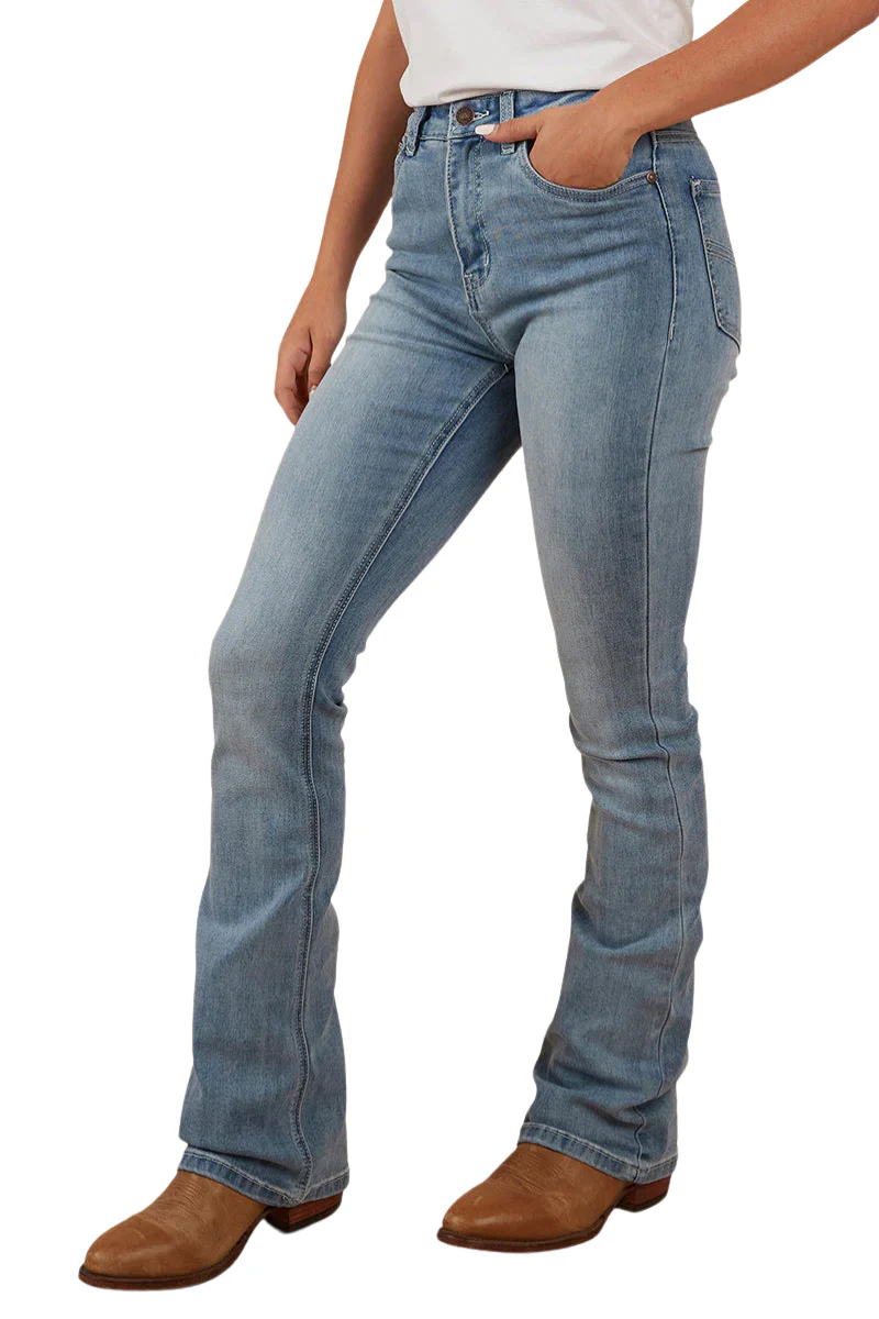 Ringers Western Womens Penny High Rise Bootleg Jeans (221115RW) Light Blue