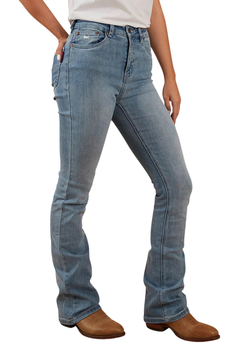 Ringers Western Womens Penny High Rise Bootleg Jeans (221115RW) Light Blue - Image 3
