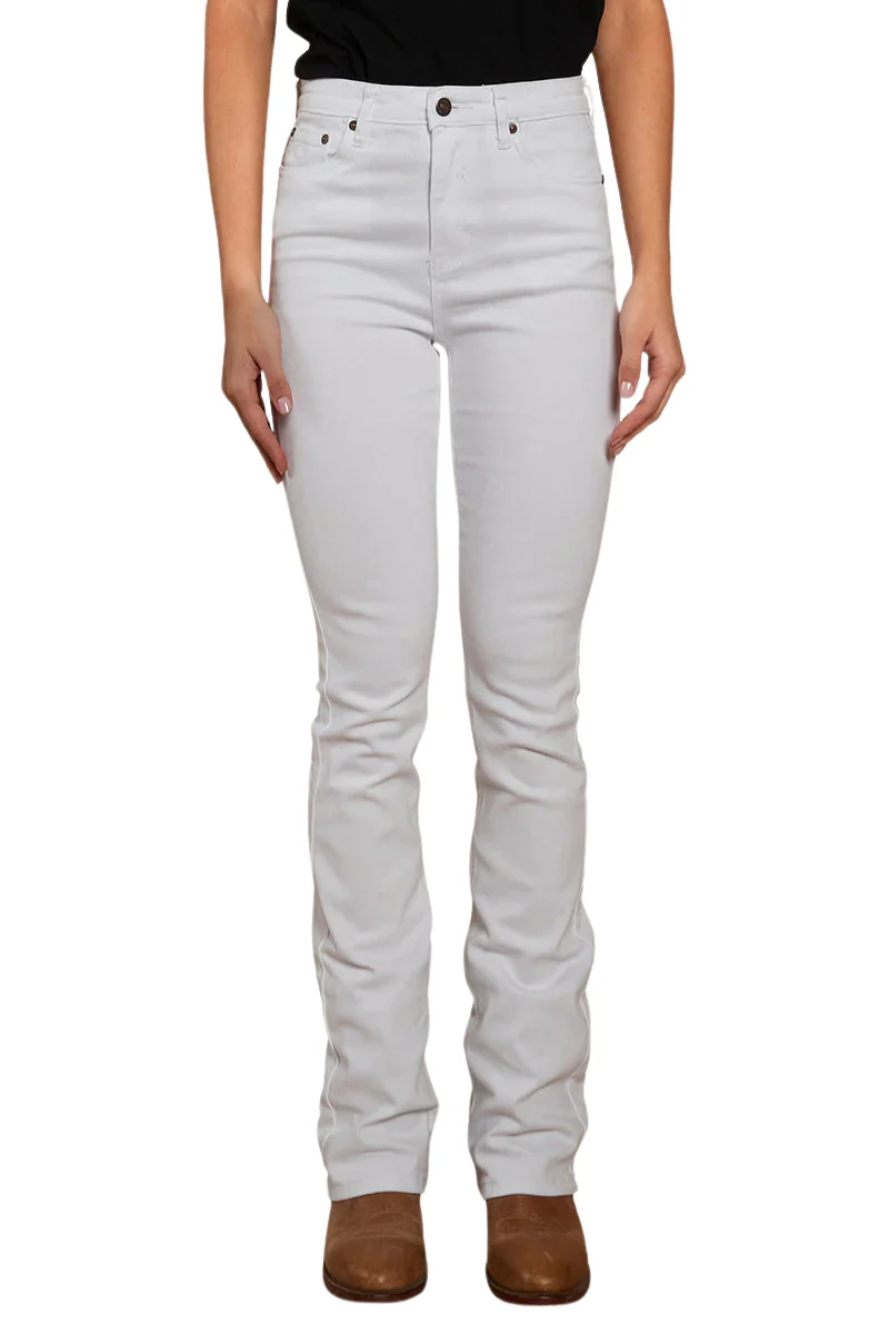 Ringers Western Womens Penny High Rise Bootleg Jeans (221115RW) White - Image 2