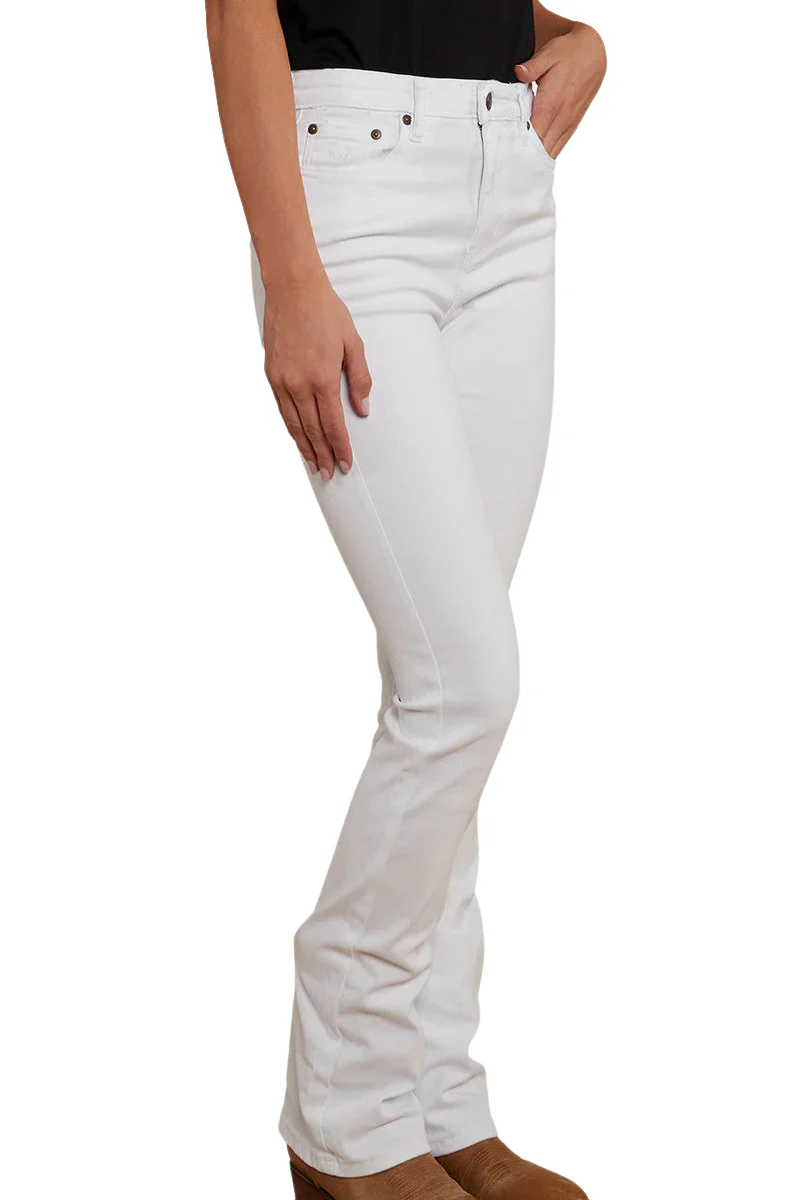 Ringers Western Womens Penny High Rise Bootleg Jeans (221115RW) White - Image 3