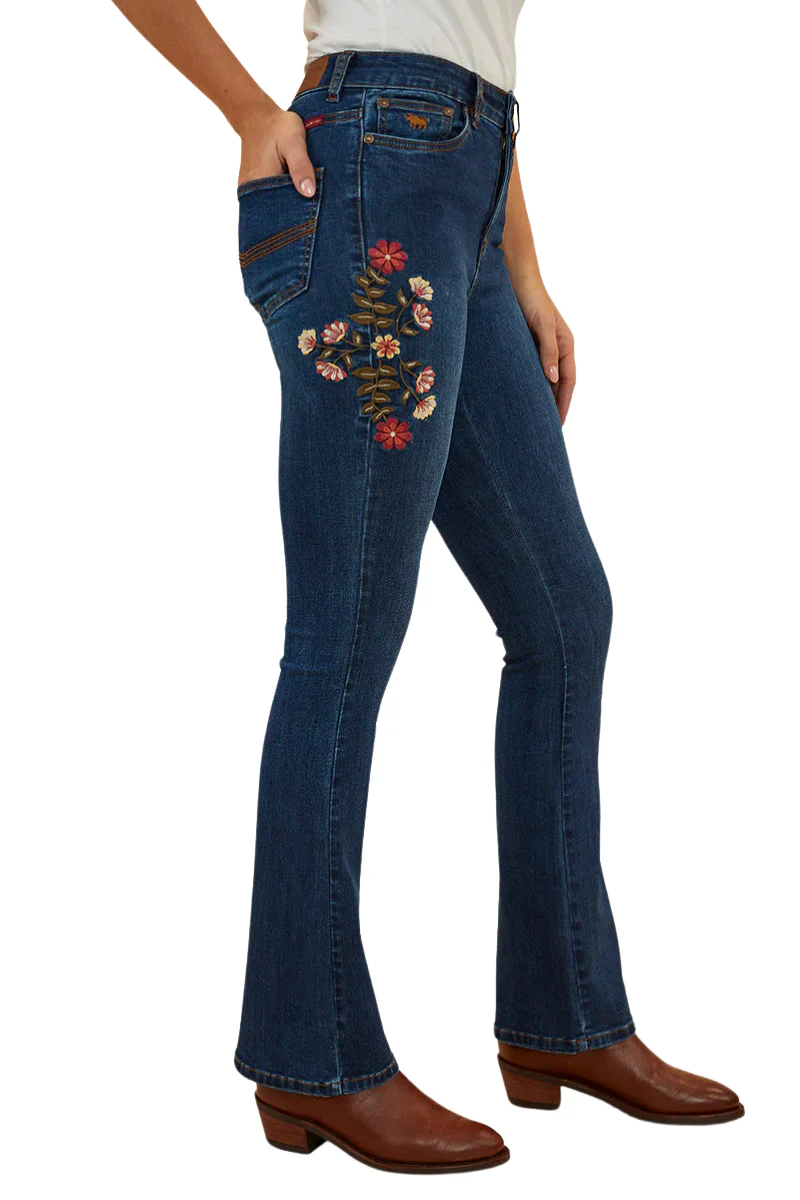 Ringers Western Womens Penny Rodeo High Rise Bootleg Jeans (222104RW) Classic Blue - Image 3