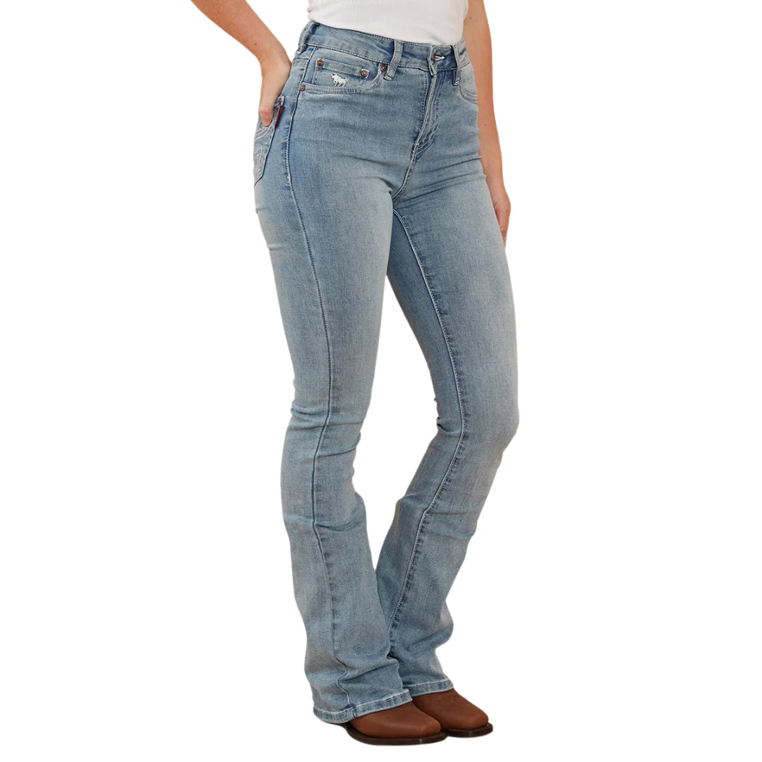 Ringers Western Womens Penny Rodeo High Rise Bootleg Jeans (222104RW) Light Blue - Image 6