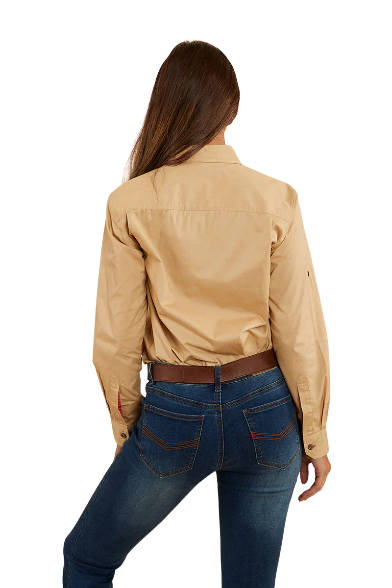 Ringers Western Womens Pentecost River Full Button L/S Work Shirt (171210001) Dark Sand/Melon [SD] - Image 3