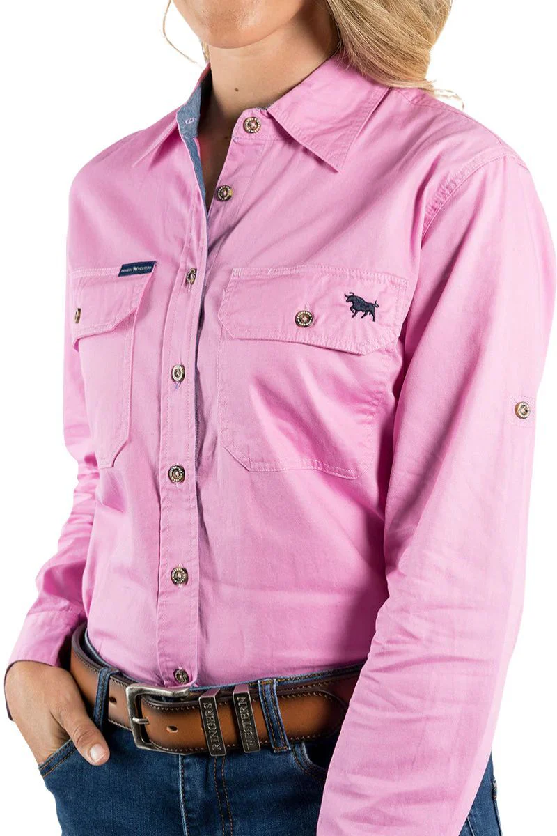Ringers Western Womens Pentecost River Full Button L/S Work Shirt (171210001) Pastel Pink - Image 2