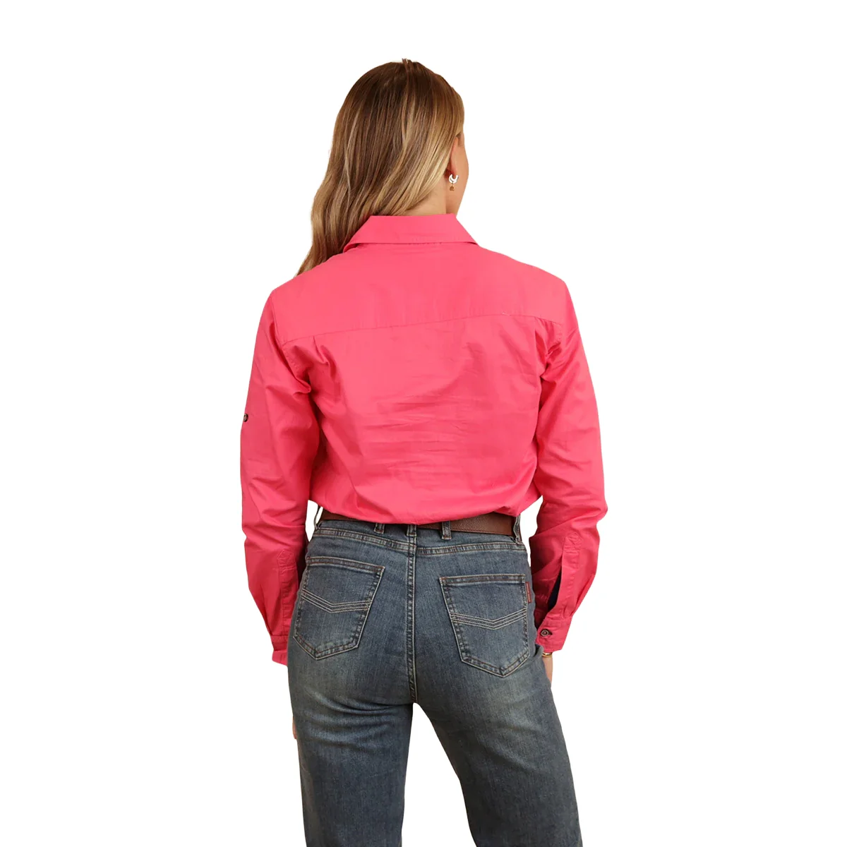 Ringers Western Womens Pentecost River Half Button L/S Work Shirt (171210002) Melon - Image 3