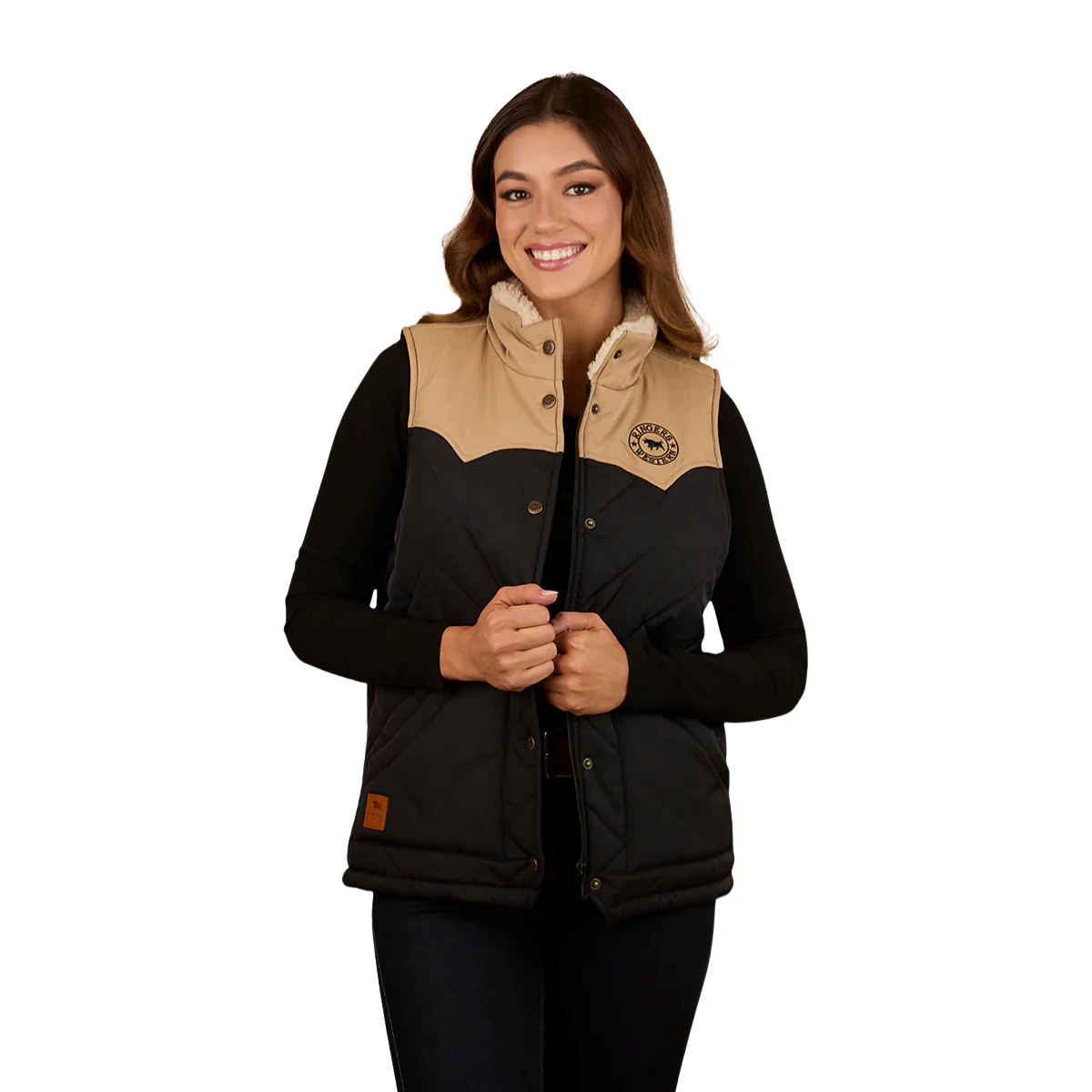 Ringers Western Womens Selwyn Puffer Vest (224061RW) Dark Sand/Black - Image 3