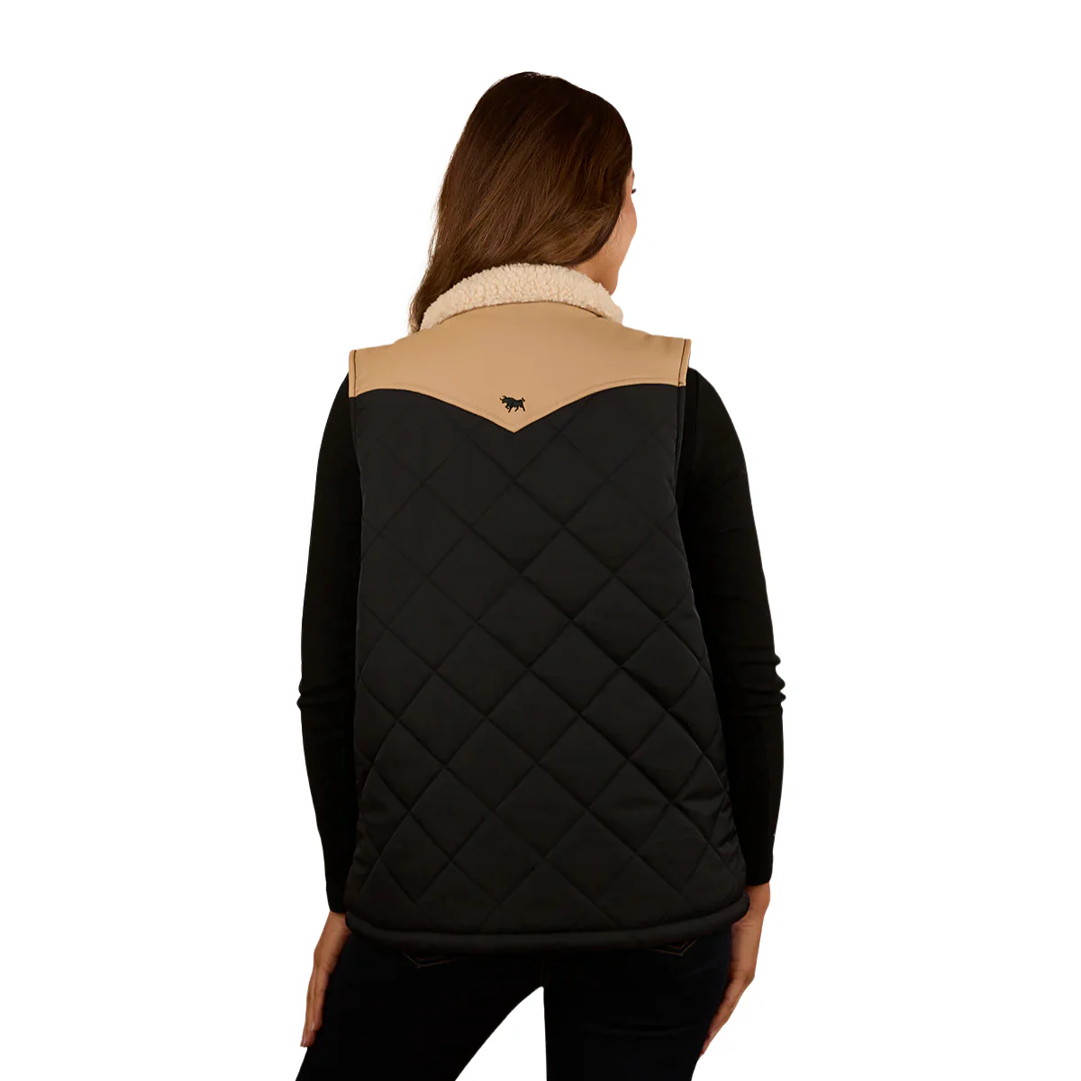 Ringers Western Womens Selwyn Puffer Vest (224061RW) Dark Sand/Black - Image 4