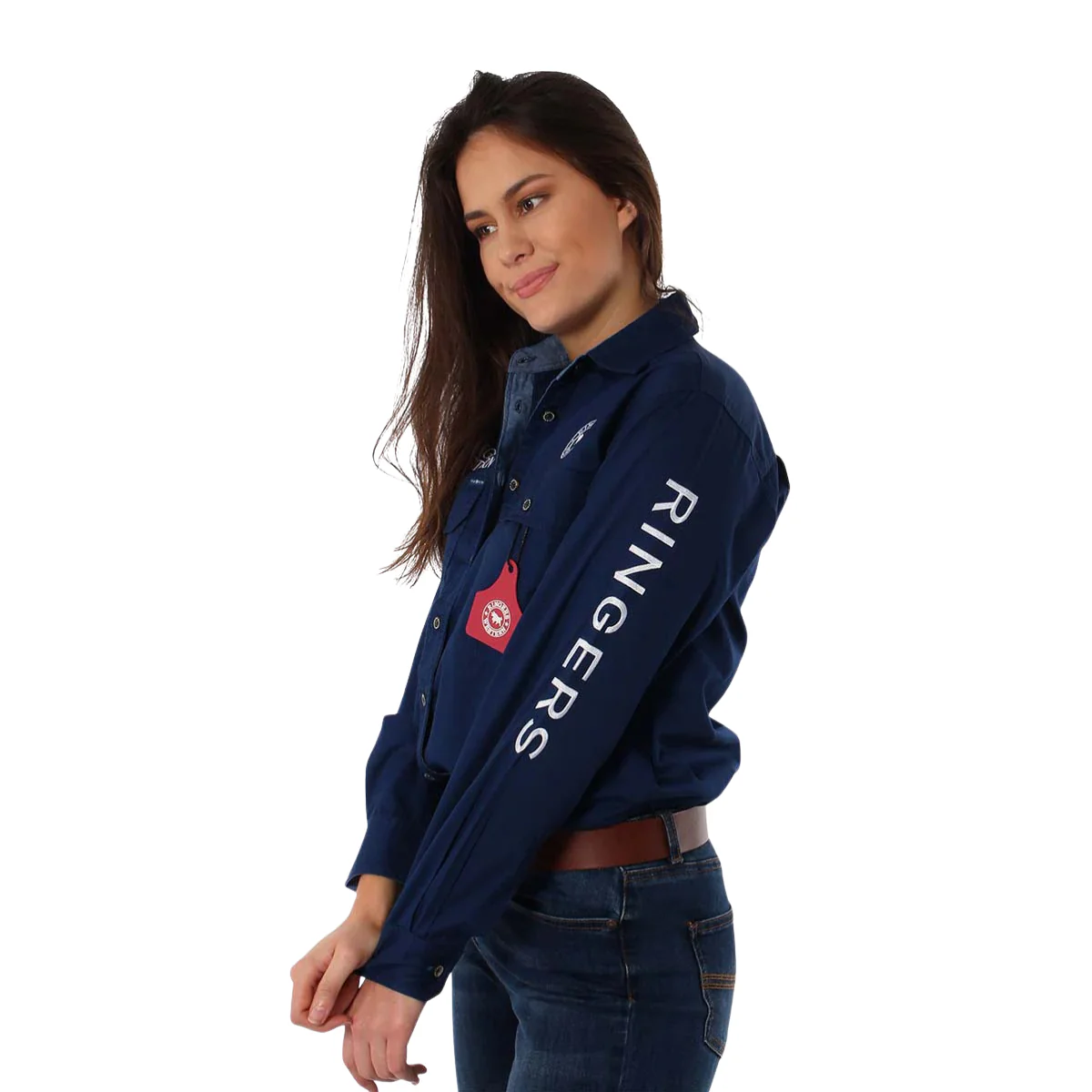 Ringers Western Womens Signature Jillaroo Full Button L/S Work Shirt  (218110002) Navy - Image 2